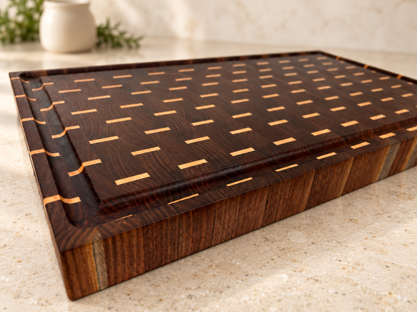 Walnut & Maple Dashes End Grain Board