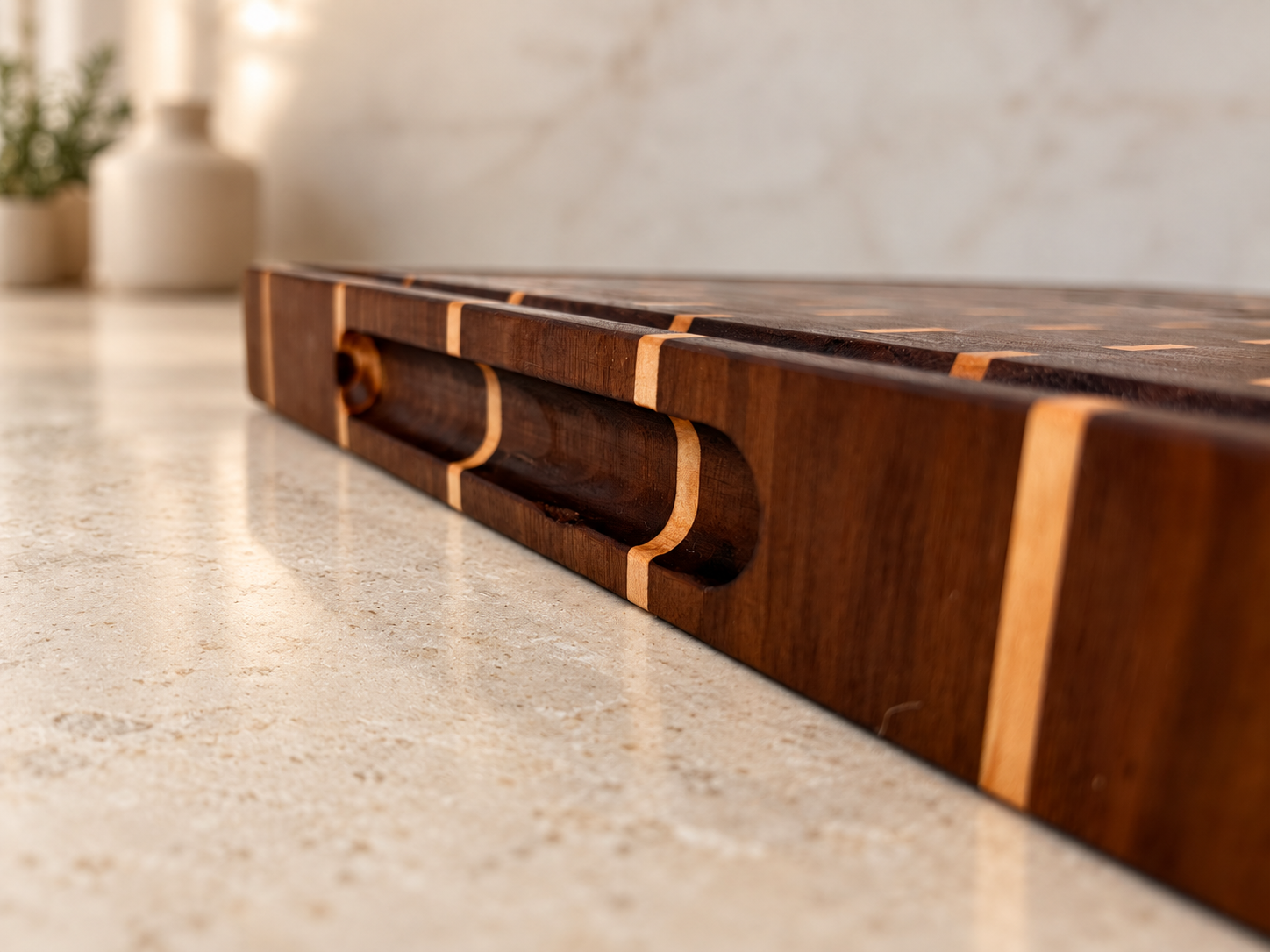 Walnut & Maple Dashes End Grain Board detail 3